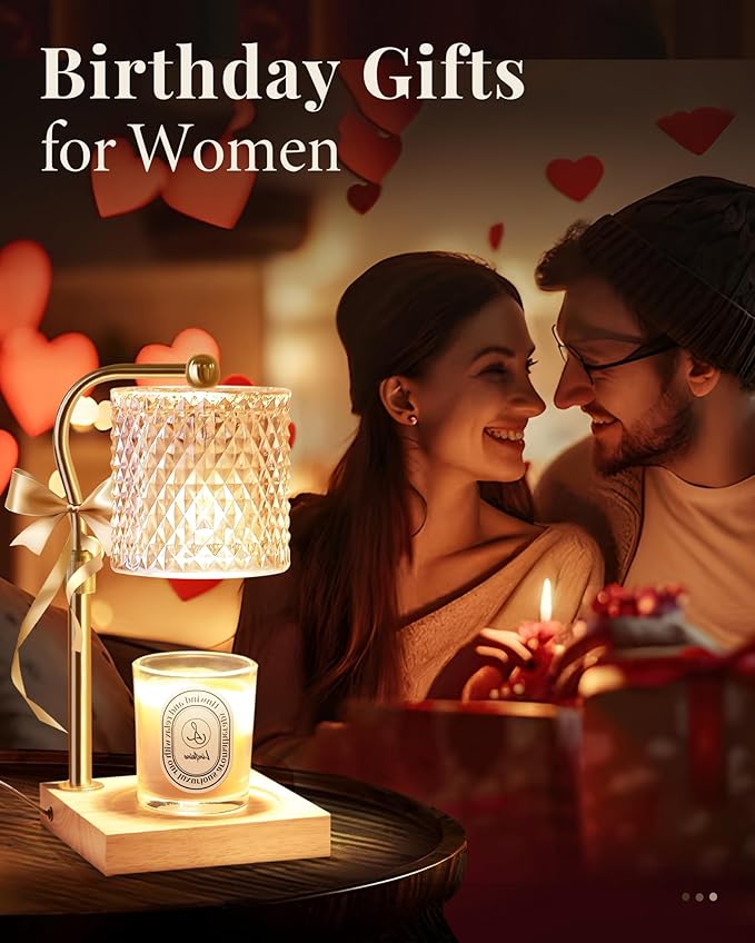 Candle Warmer Lamp with Timer Dimmer Adjustable Height, Birthday Gifts for Women, House Warming New Home Decor Gifts for Mom, Electric Wax Warmer for Jar Candles, Amber