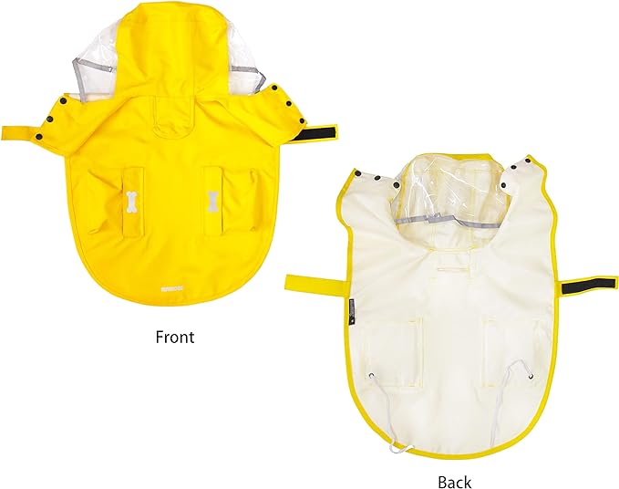 Waterproof Dog Raincoat, Adjustable Reflective Lightweight Pet Rain Clothes with Poncho Hood (X-Small, Yellow)