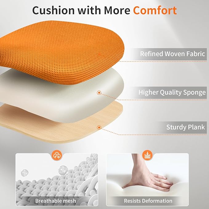 BestOffice Office Computer Chair Ergonomic Mesh Desk Chair with Lumbar Support Modern Executive Adjustable Stool Rolling Swivel for Back Pain (Orange)