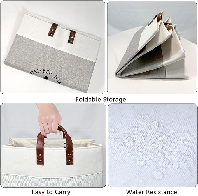 COMFY HOMI 2Pack 76L Laundry Basket & Hamper, Large Collapsible Waterproof Clothes Baskets with Handles, Freestanding Laundry Hampers for Bedroom Bathroom Dorm - 15.8x11.8x21.7 Inch - light grey