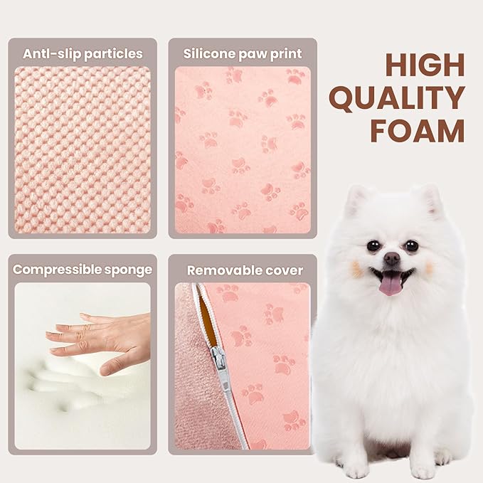 5 Steps Dog Stairs for Bed, 24" Dog Steps for High Bed, High Density Pet Steps for Small Dogs, Extra Wide Non-Slip Dogs Ramp for Injured, Older Pets, Small Cats, Pink