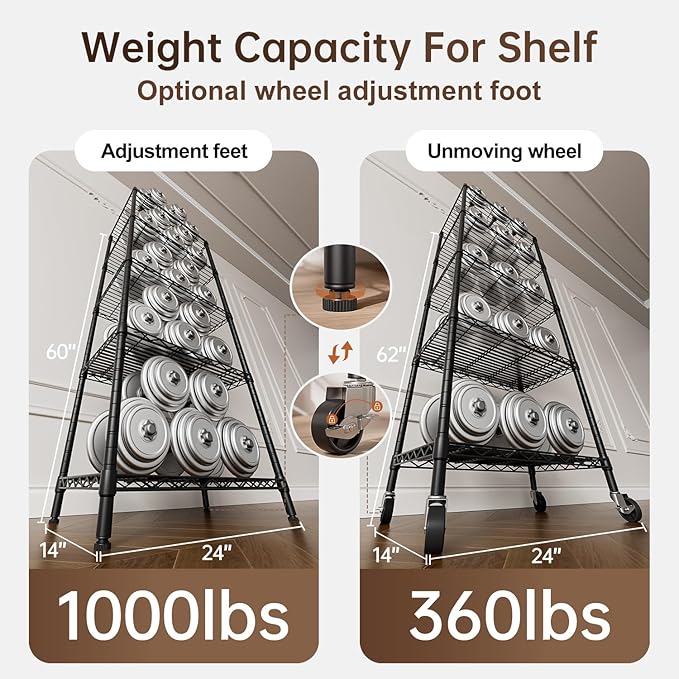 5 Tier Shelves Storage Shelf Wire Closet Bathroom Organizers Metal Pantry Kitchen Garage Shelving Unit Laundry Room Organization Home Rack Net Basket Black with Wheels 14”D X 24”W X 61”H