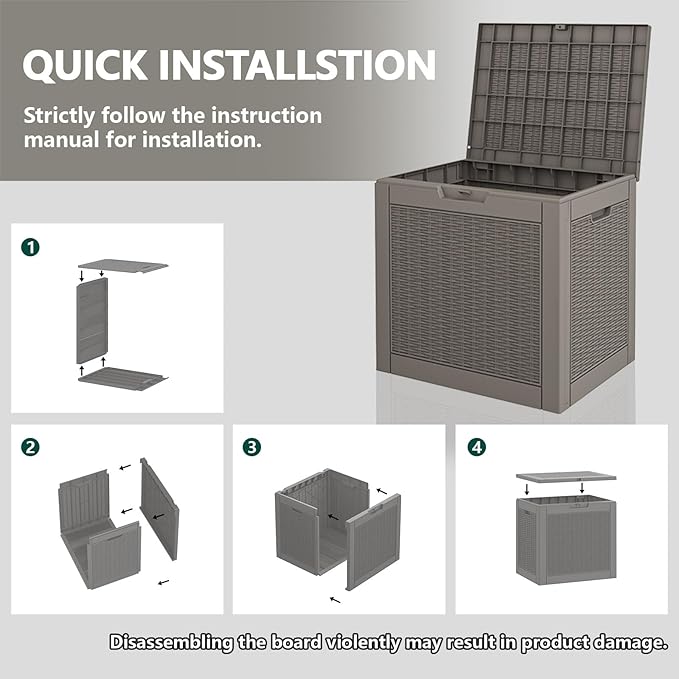 31 Gallon Deck Box, Resin Outdoor Storage Box, Waterproof and UV Resistant Deck Box, Lightweight Storage Box for Garden Tools, Pool Supplies