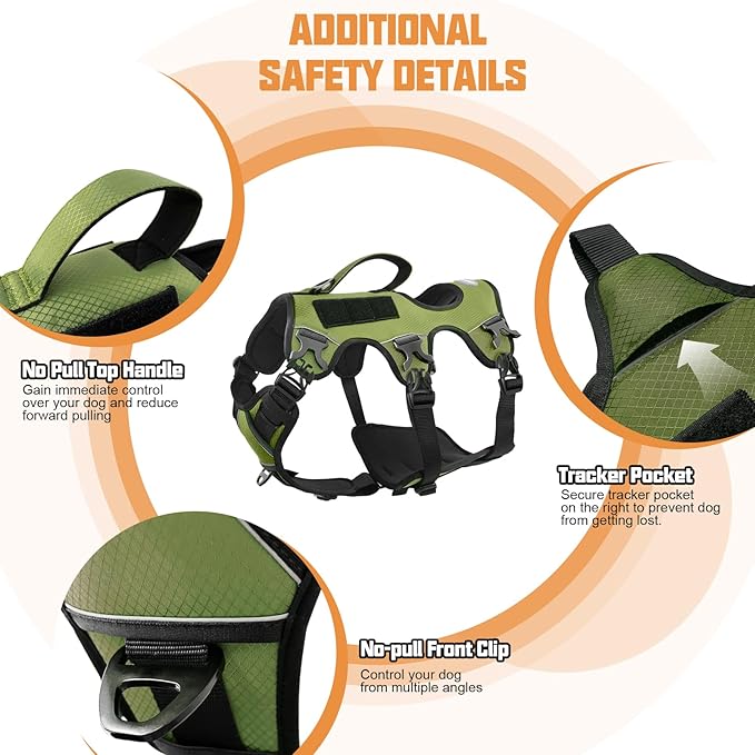 AUROTH Escape Proof Dog Harness for Large Dogs - No Pull, Soft Padded, Reflective, Adjustable Vest With Lift Handle for Walking, Hiking, Training