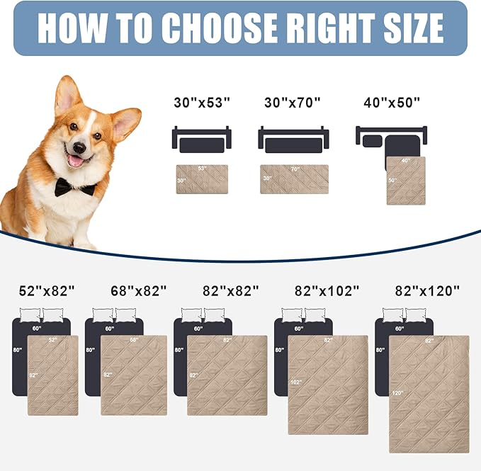 Smiry Waterproof Dog Blanket, Reversible Dog Bed Cover Pet Blanket, Soft Pet Couch Covers for Sofa Washable, Bed Couch Sofa Furniture Protector for Puppy Cat Kids (40"x50", Taupe/Beige)