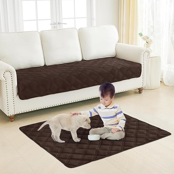 Smiry Waterproof Dog Bed Cover Blanket 82x102, Soft Reversible Pet Blanket, Washable Leakproof Cats Dogs Couch Cover for Sofa, Couch, Furniture, Chocolate/Dark Grey
