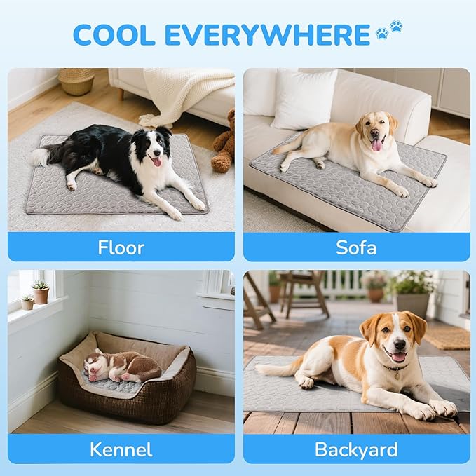 Cooling Mat for Dogs and Cats, Self-Cooling Mats for Pets, Dog Cool Pad Cooling Blanket Indoor and Outdoor Pet Mats for Dogs (Gray, X-Large)