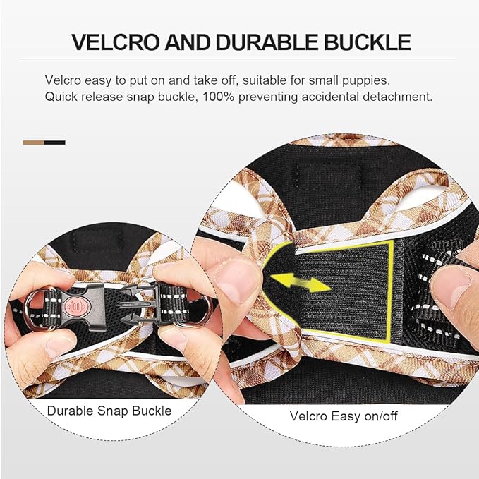 Mercano Soft Mesh Dog Harness and Leash Set, No-Chock Step-in Reflective Breathable Lightweight Easy Walk Vest Harnesses with Safety Buckle for Small Dogs, Cats (Black Yellow, XXS)