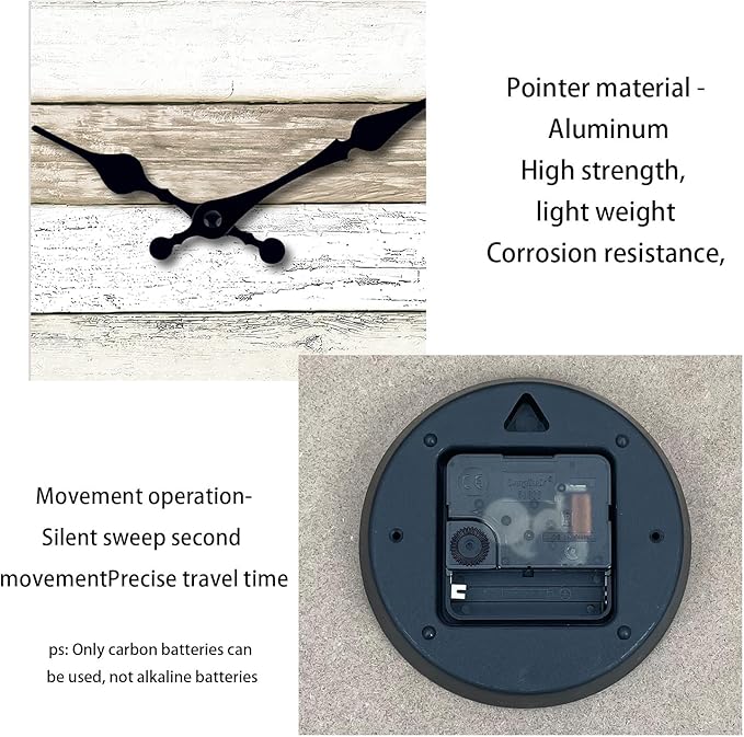 XNM Analog Clock for Kitchen 10 Inch Wood Small Wall Clocks Battery Operated Rustic Wall Clock Non Ticking(No Solid Wood, It is with MDF Material)