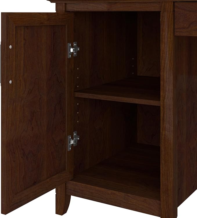 Bush Furniture Key West Computer Desk with Storage | Farmhouse PC Table for Home Office in Bing Cherry | 54W x 24D