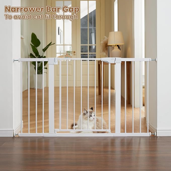 Baby Gate Extra Wide, 29.5"- 51.5" Pressure Mounted Dog Gate with Walk Through Door, Auto Close Pet Gate for Stairs,Doorways,House
