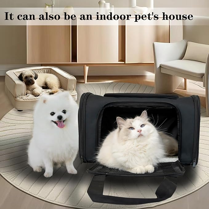 Top tasta Dog Cat Carrier Pet Carriers for Small Medium Large Cats Dogs Carrier Under 25 Lbs Soft Sided Small Puppy Dog Carrier Portable Foldable Dog Cat Travel Carrier (Black 20 * 13 * 13)