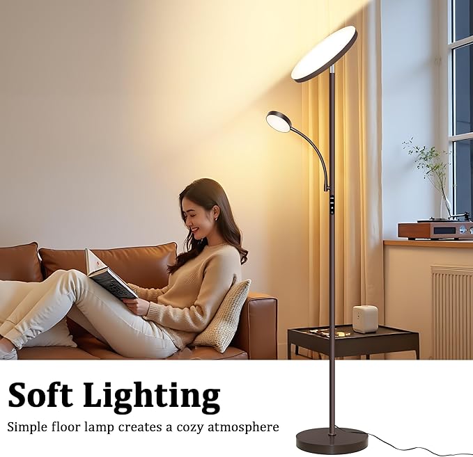 Floor Lamps for Living Room,42W Super Bright LED Floor Lamp,2-in-1 Dimmable Standing Lamp with Reading Light,69'' Tall Lamp with Remote & Touch Control, Modern Floor Lamp for Bedroom,Office