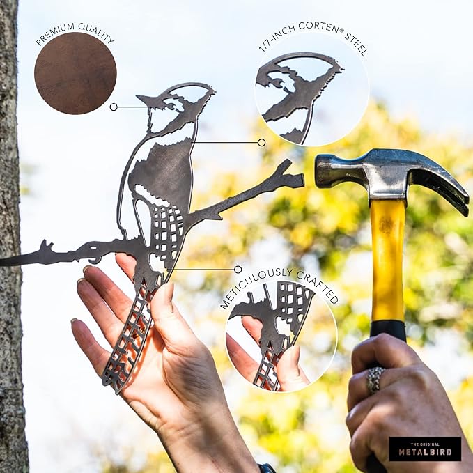 METALBIRD - Pelican - Outdoor Tree Ornaments in Corten Steel - Metal Art Proudly Made in The USA