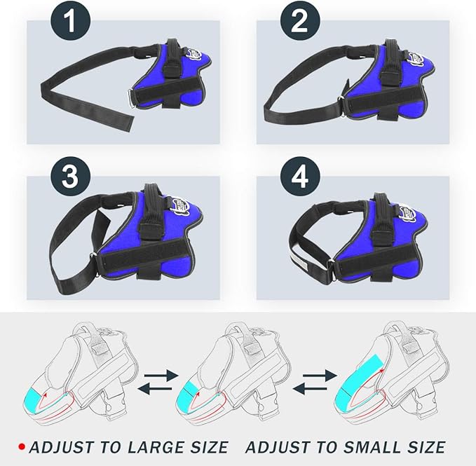 Bolux Dog Harness, No-Pull Reflective Dog Vest, Breathable Adjustable Pet Harness with Handle for Outdoor Walking - No More Pulling, Tugging or Choking (Blue, XXL)