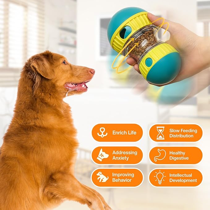 2 Pcs Dog Interactive Puzzle Toys Dog Toy Treat Dispenser Rolling Adjustable Food Dispensing Treat Dispenser Puppy Puzzle Feeder Slow Feeding for Training Large Medium Chewers Breed Pet Gift