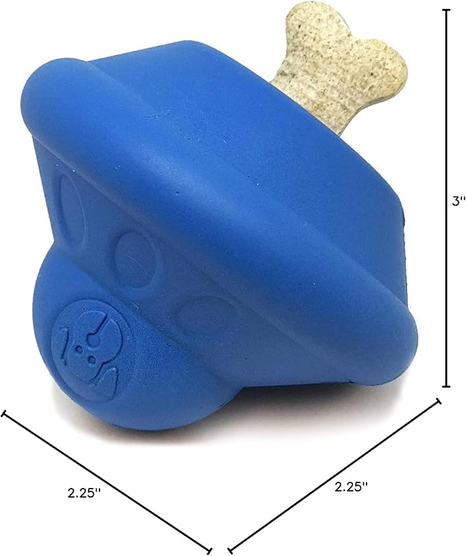 SodaPup Spotnik Flying Saucer - Durable Dog Treat Dispenser & Chew Toy Made in USA from Non-Toxic, Pet Safe, Food Safe Natural Rubber for Mental Stimulation, Problem Chewing, Calming Nerves, & More