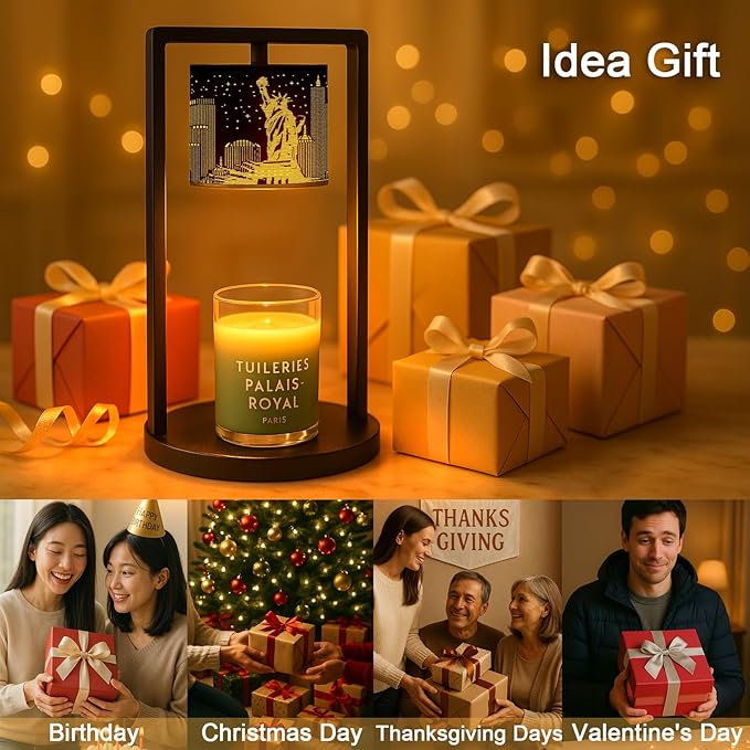 Candle Warmer Lamp with Timer Wax Melt Warmer for Scented Jar Candles Candle Lamp Warmer Gifts for Mom, House Warming Gifts New Home Office Dorm Room Fall Decor (Statue of Liberty)