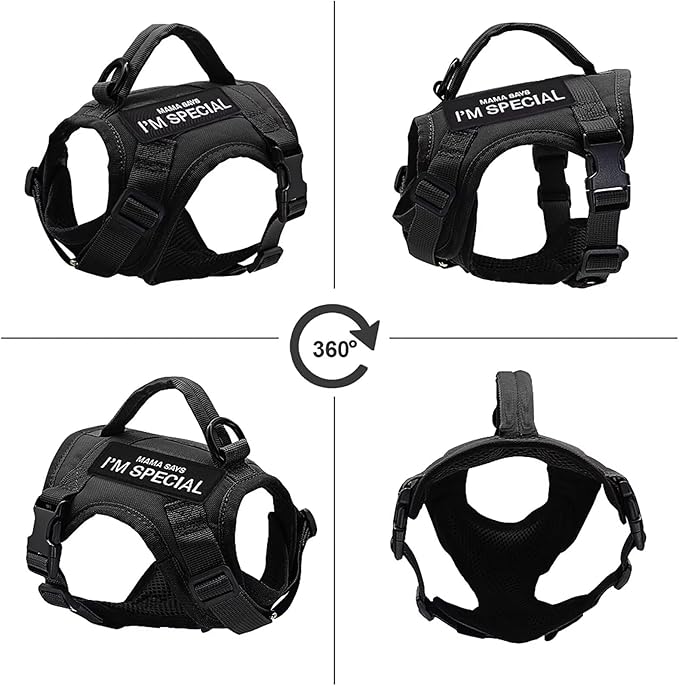 Forestpaw Cat Harness Escape Proof for Walking,Adjustable Cat Vest Harness with Soft Mesh Padded,Tactical Cat Harness with Control Handle,Molle Patches,Black