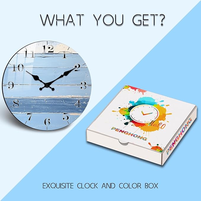 Vintage Wooden Wall Clock for Bedroom - 12 Inch Silent Round Clock Battery Operated with Steel Frame, Highland Cattle Design Non-Ticking Wall-Clock for Kitchen, Farmhouse, Bedroom Decorative