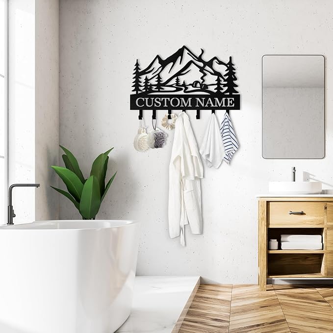 Personalized Metal Key Holder Wall Mount, Custom Name Camper Key Holder for Wall, Camping Decor, Key Hanger Organizer for Entryway Front Door Hallway Office, Housewarming Gifts Color07