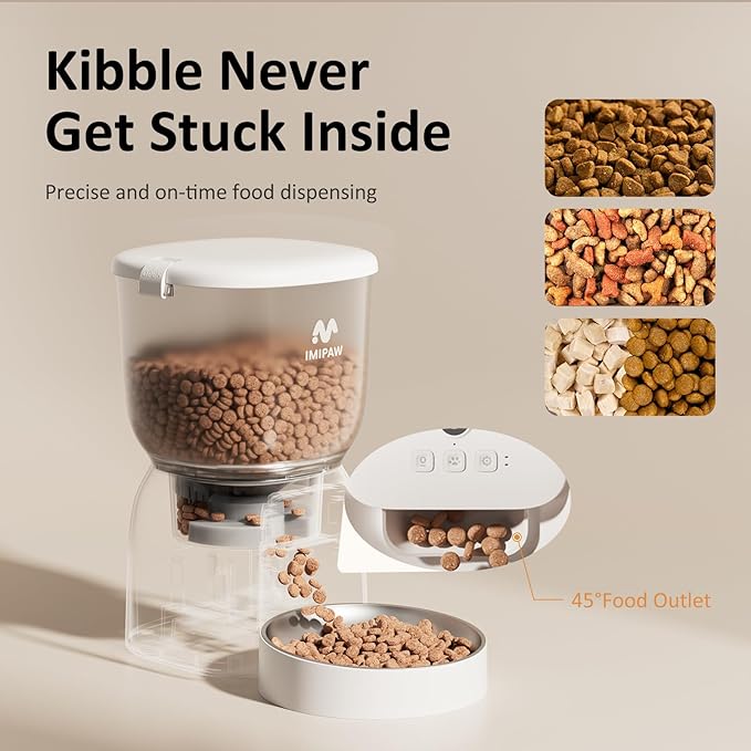 Automatic Cat Feeder: 4L Cat Food Dispenser Timed Precise Auto Feeder Programmable 1-6 Meals- Easy to Clean& Dual Power with Desiccant Bag Keeps Food Fresh- Reliable Pet Feeder for Cats