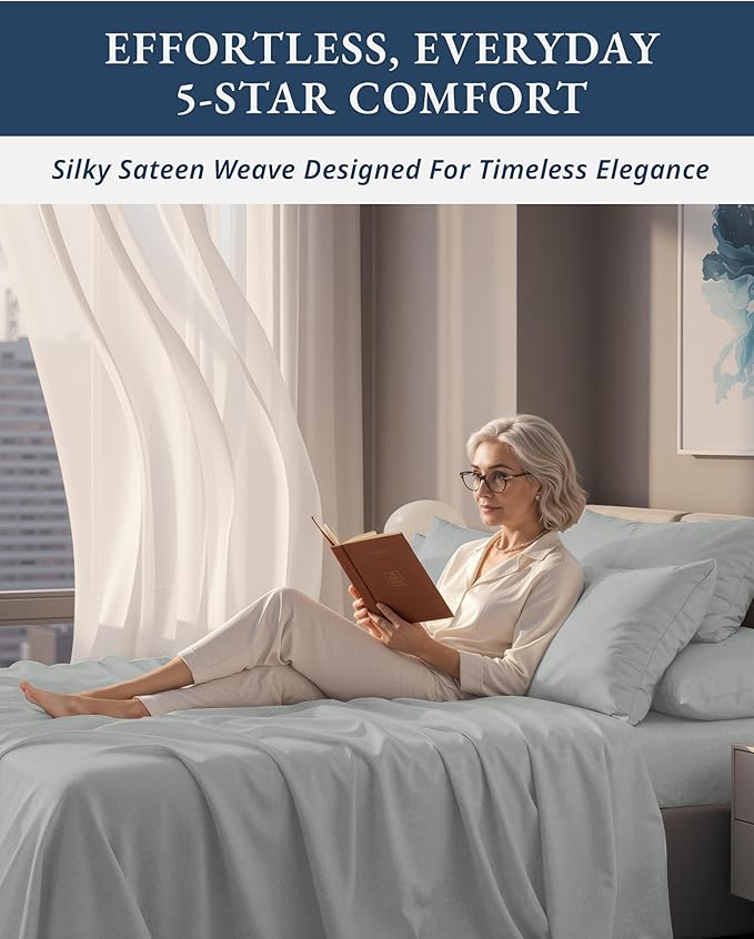 LANE LINEN 100% Egyptian Cotton King Bed Sheets, Eco Friendly No Pill Naturally Cooling Sheet King Size, Soft & Comfy Sateen Weave Silky Smooth Finish, Available in Variety of Colors -Lime Stone