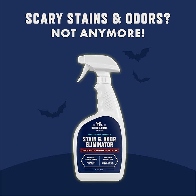 Rocco & Roxie Stain & Odor Eliminator for Strong Odor, 32oz Enzyme Pet Odor Eliminator for Home, Carpet Stain Remover for Cats & Dog Pee, Enzymatic Cat Urine Destroyer, Carpet Cleaner Spray