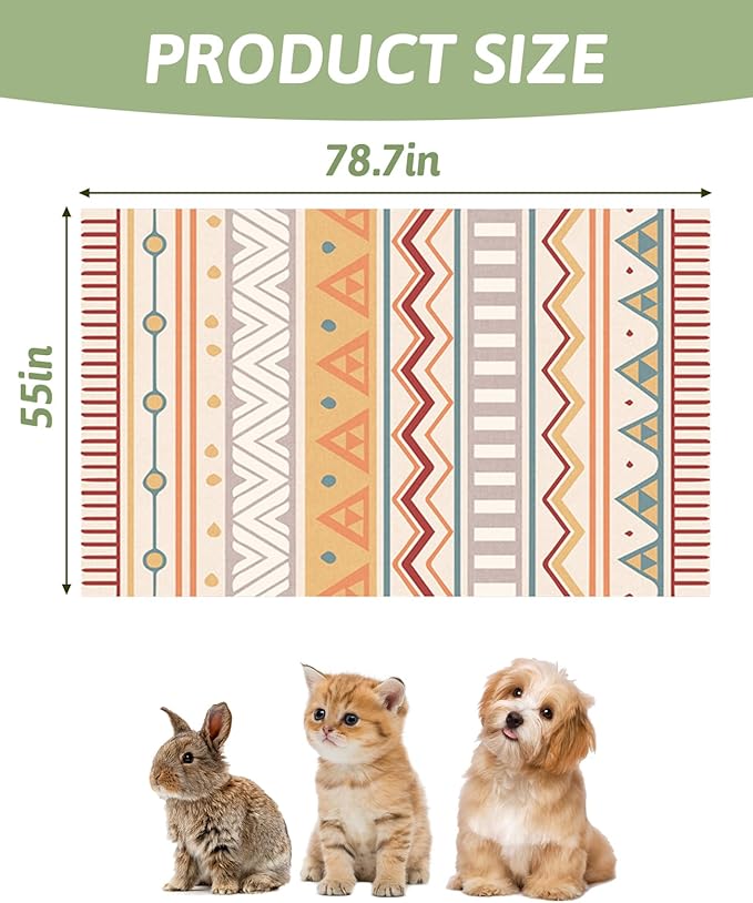 BNOSDM 79" X 55" Large Bunny Cage Liner Washable Pads for Rabbit Reusable Floor Mat for Rabbits Anti Slip Rug for Bunnies Pet Carpet for Chinchillas Cats Guinea Pigs Ferrets Dogs
