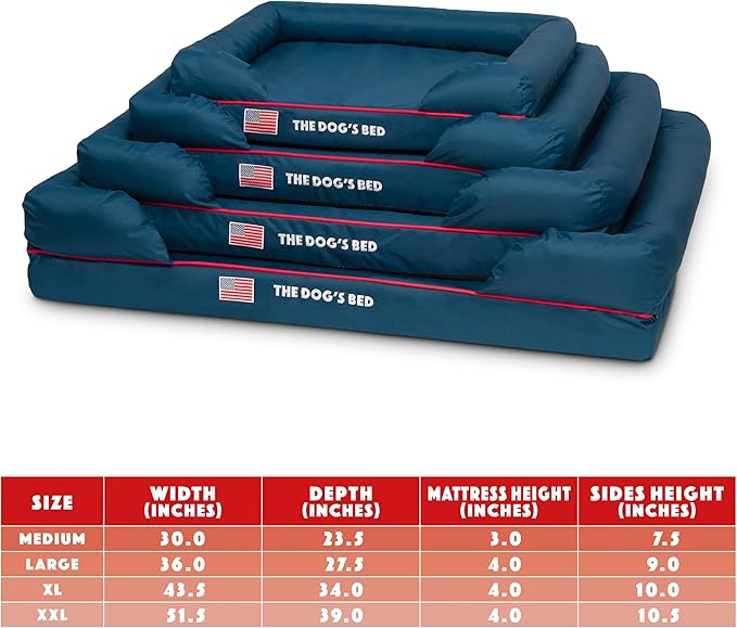 The Dog's Bed Replacement Outer Cover ONLY (Outer Cover ONLY - NO Bed, NO Waterproof Inner) for The Dog's Bed, Washable Oxford Fabric, Extra Large (Blue with Red Piping USA Embroidery Flag)