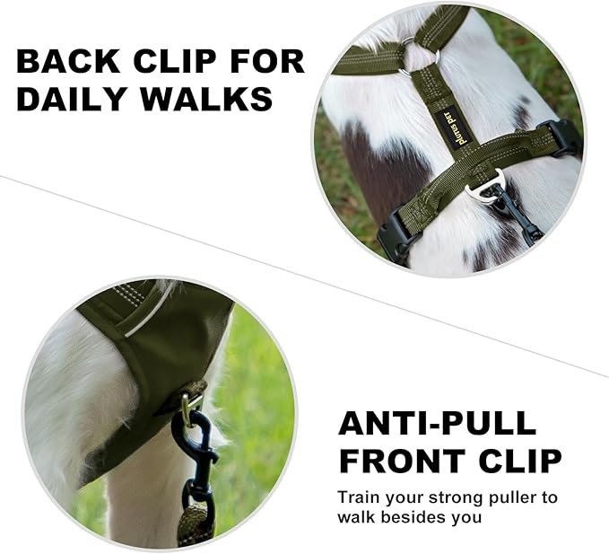 Plutus Pet No Pull Dog Harness, Reflective Adjustable Dog Vest Harness with Handle, Escape Proof, Soft Padded for Small Medium Large Dogs (Ranger Green, XS)