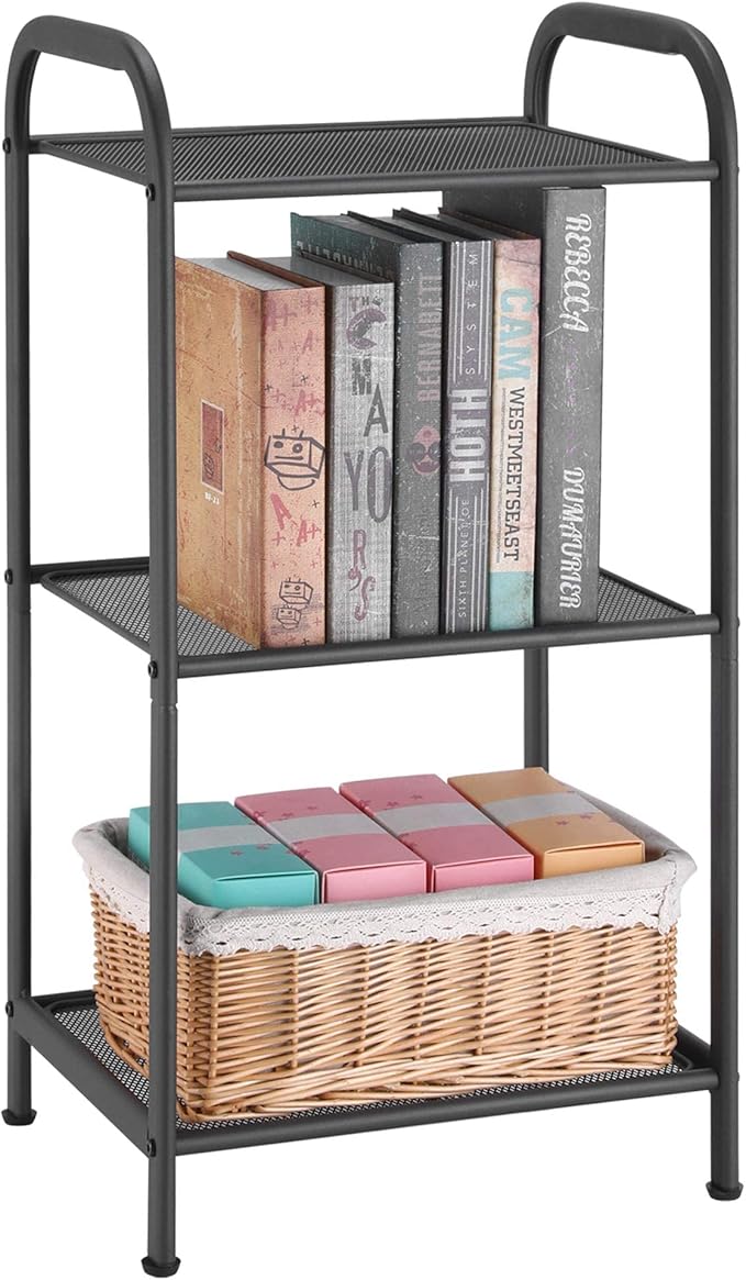 MAX Houser Storage Rack with Shelf,Industrial Style Extendable Plant Stand, Standing Shelf Units for Kitchen, Bathroom, Office,Living Room, Balcony, Kitchen (Charcoal Gray, 3 Tier)