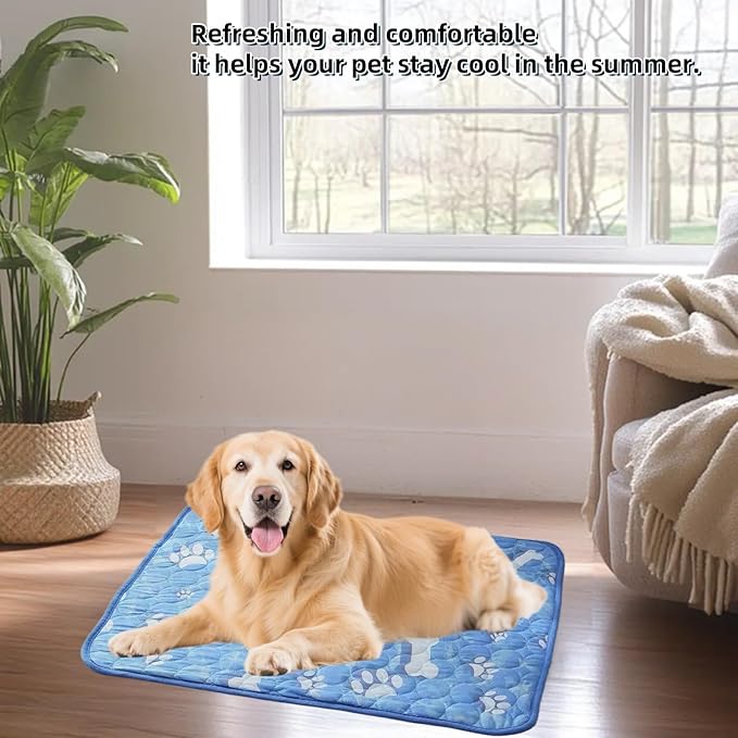Large Dog Cooling Mat 27.56x21.65 Inches - Self Cooling Pad for Large Breeds, Portable Pet Cooling Pad for Crate & Outdoor Use, Durable Oxford Fabric (L, Dogs & Cats)