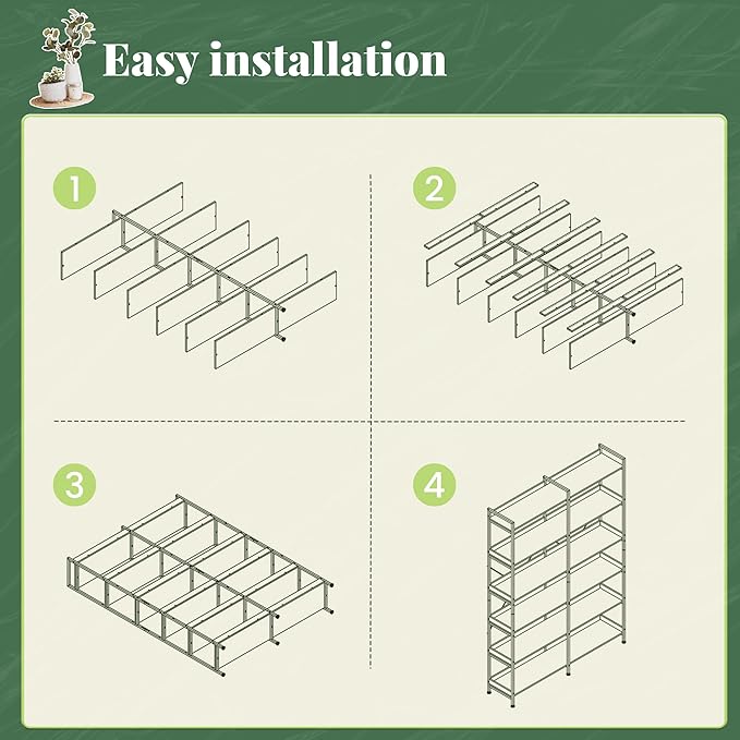 Huuger 6 Tier Bookshelf, Display Bookshelf with 12 Open Shelves and Raised Baffle, 47.2 Inch Straight Wide Bookcase with Metal Frame and Wooden Board, Adjustable Feet, Black