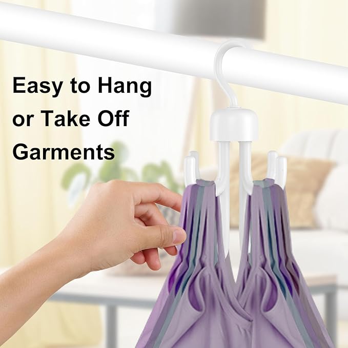 3Pcs Tank Top Hanger, Rotatable Bra Hangers for Closet Organizer, Max 72 Storage Capacity Belt Hanger, Plastic Space Saving Closet Organizers Apartment Dorm Essentials for Bra (3, White)