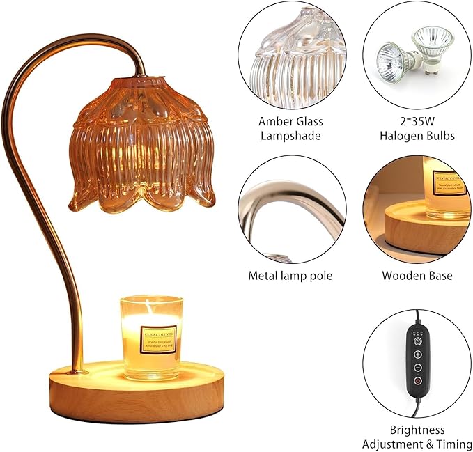 GEEZO Fragrance Candle Warmer Lamp,Electric Candle Warmer with Timer & Dimmer,Mom Christmas Birthday Gifts for Women, House Warming Gifts New Home Bedroom Decor