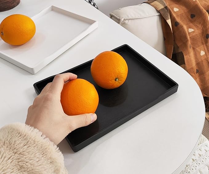 Small Black Serving Tray (9.5 x 7 inch) for Serving Accessory, Spa, Coffee, Drinks, Wine, Tea, Bar, Party, Seasoning, Perfume and Display Use.