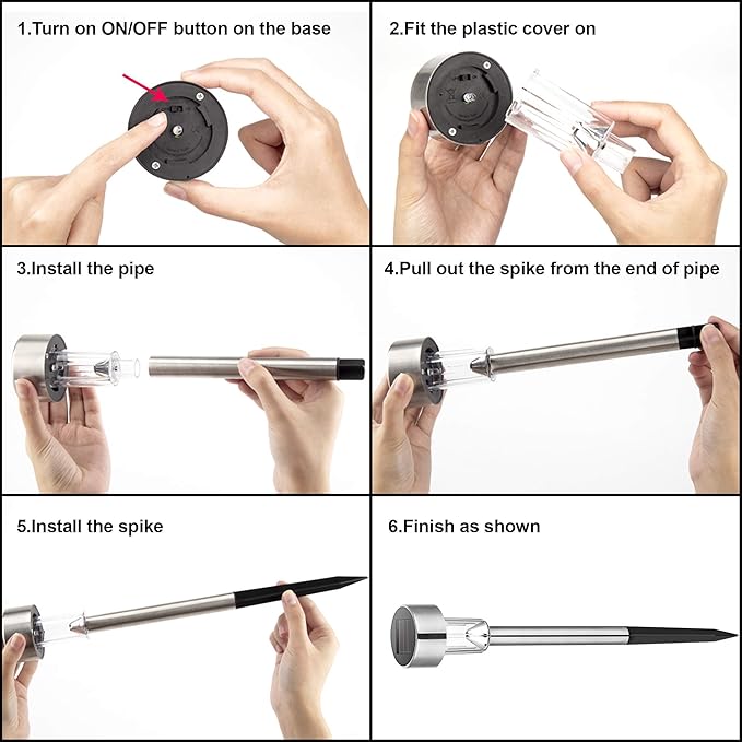 SOLPEX Solar Garden Lights Outdoor, 6 Color 12 Pack Stainless Steel Led Pathway Lights,Halloween/Christmas Solar Decorative,Christmas Decor for Patio, Lawn, Yard,Landscape and Walkway