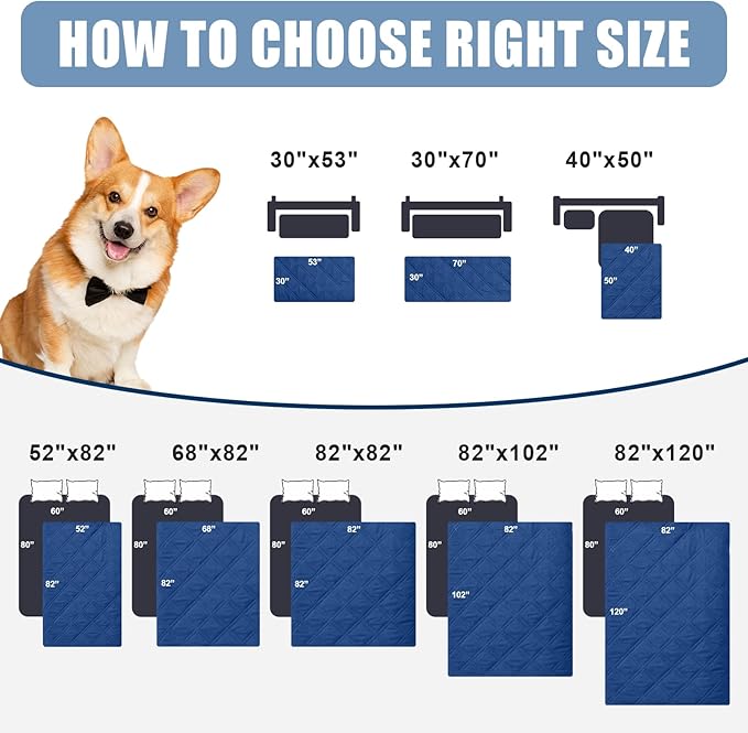 Smiry Waterproof Dog Blanket, Reversible Dog Bed Cover Pet Blanket, Soft Pet Couch Covers for Sofa Washable, Bed Couch Sofa Furniture Protector for Puppy Cat Kids (40"x50", Navy/Blue)
