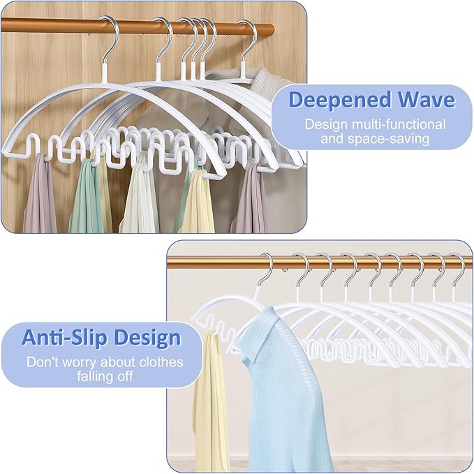 Clothes Hangers 12 Pack, Sweater Hangers No Shoulder Bump Metal Non Slip Heavy Duty Coat Hangers for Closet Organizers and Storage Space Saving Shirt Hanger for Suits Dresses Jackets Bra Shirt White