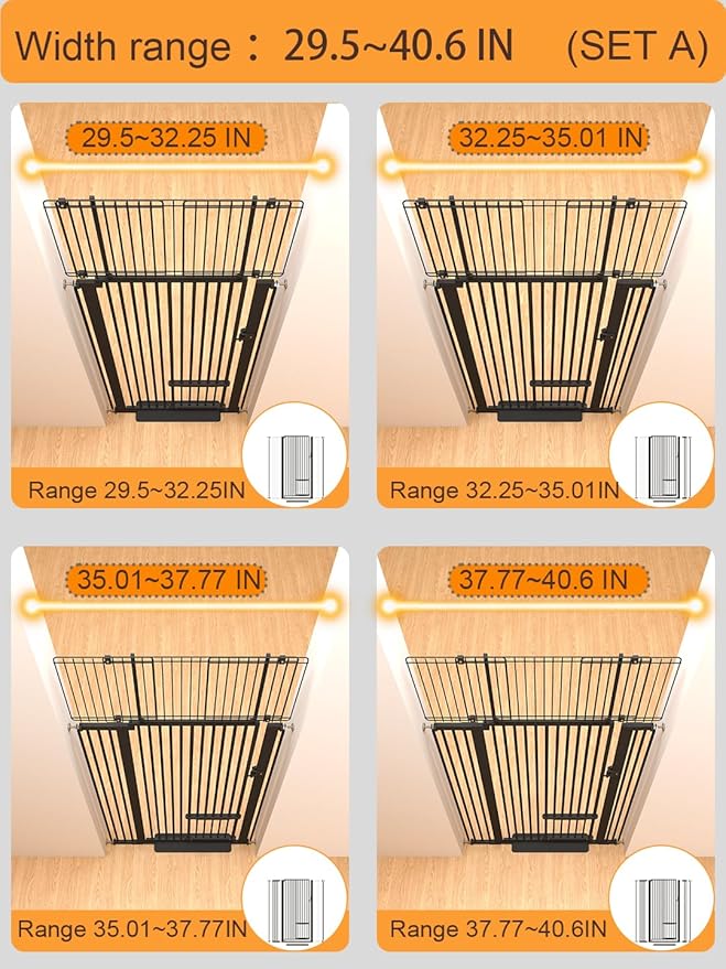 71" Extra Tall Cat Gate 29.5-40.6 Wide Pet gate with Small Cat Door,Pet Gate NO Drilling Pressure Mount Kit for Cats and Dogs Indoor Doorways liveing Room Bedroom-Black