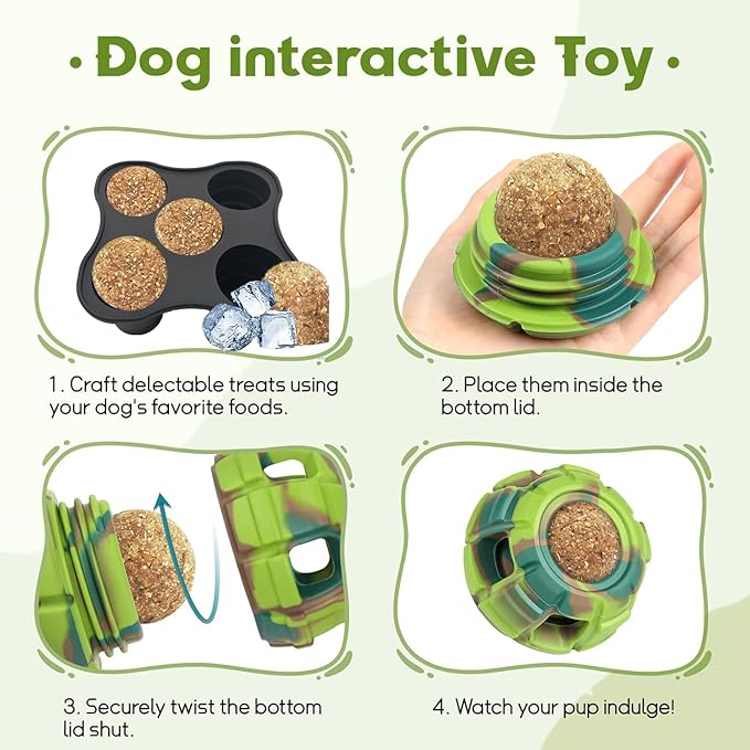 Dog Frozen Treat Toy - Dog Toys to Keep Them Busy, 4 in 1 Interactive Puzzle Chew Toy with Treat Dispensing, Freezable Fillable, Safe Chew-Resistant Design for Anxiety Relief and Cognitive Enrichment