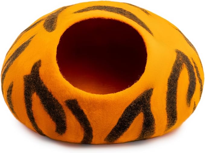 Woolygon Premium Felt Cat Cave Bed β Wool Kitty Beds Handcrafted Kitten Caves Bed for Indoor Cats - Made from 100% Eco-Friendly Merino Wool, Foldable Cat Hidewawy Covered Cat House Pod
