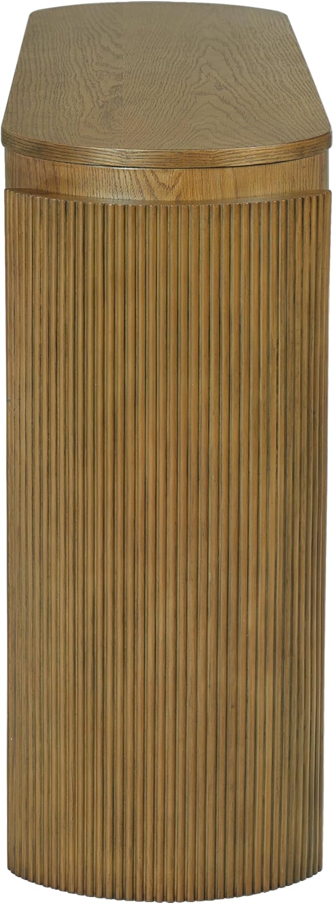 55" Wood Console Table for Entryway with Fluted,Modern Curved Oval Hallway Table and 2 Drawers,Rustic Farmhouse Narrow Sofa Table for Living Room,Bedroom,Apartments -Dark Natural