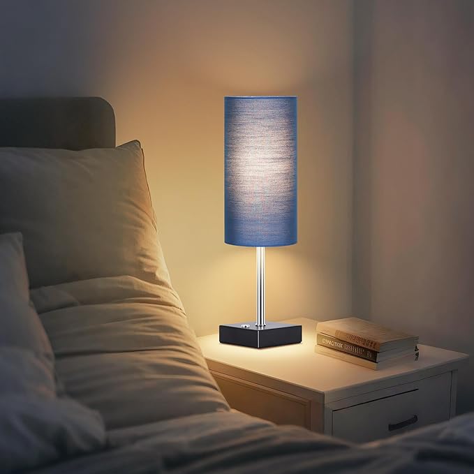 AVV Cordless Table Lamp with Dimmable, Rechargeable 3 Modes Battery Powered Bedside Lamp, Battery Operated Lamps for Night Stand, Touch Lamp for Bedroom, Living Room, Reading Room, 15 Inch Blue