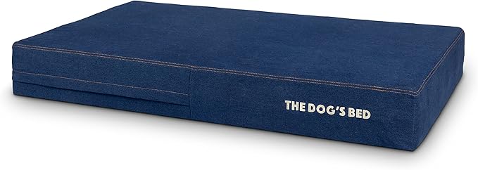 The Dog’s Bed Orthopedic Memory Foam Dog Bed, XL Blue Denim 46x28, Pain Relief for Arthritis, Hip & Elbow Dysplasia, Post Surgery, Lameness, Supportive, Calming, Waterproof Washable Cover