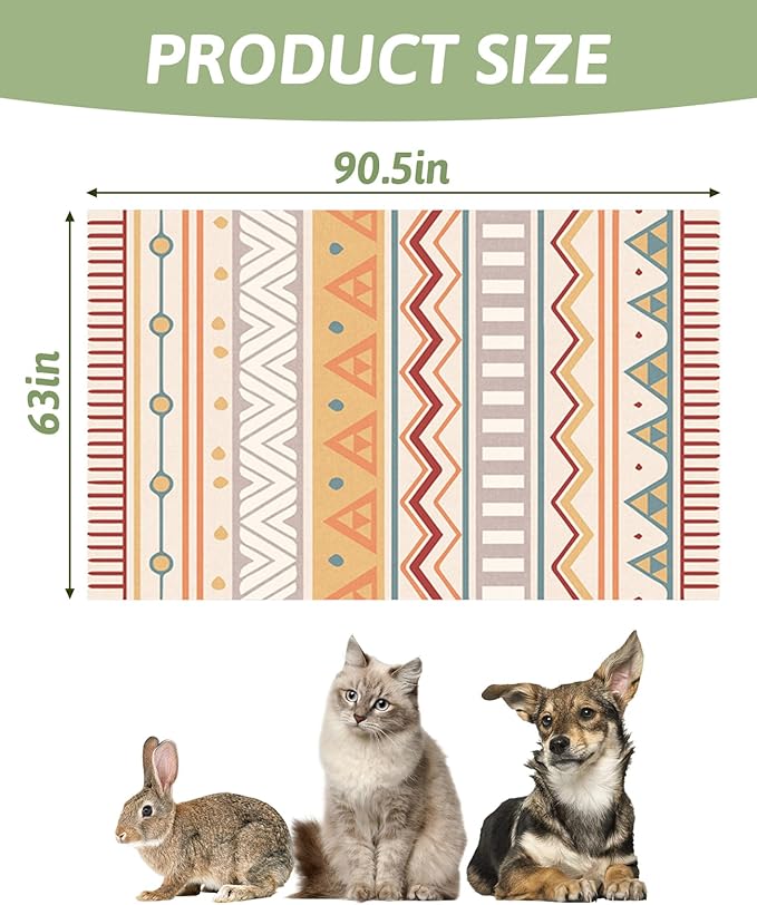 BNOSDM Extra Large Cage Liners for Rabbits 91" X 63" Washable Rabbit Pad Large Bunny Mat Anti Slip Rug for Bunnies Pet Carpet for Chinchillas Cats Guinea Pigs Ferrets Dogs