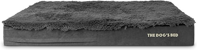 The Dog’s Bed Orthopedic Memory Foam Dog Bed, XXL Grey Fur 54x36, Pain Relief for Arthritis, Hip & Elbow Dysplasia, Post Surgery, Lameness, Supportive, Calming, Waterproof Washable Cover