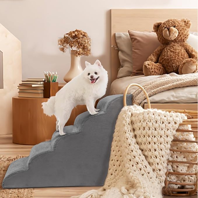 Dog Stairs for Small Dogs, High Density Foam Dog Steps, Extra Wide Non-Slip Pet Ramp for High Beds Or Couch, Soft Doggie Ladder for Dogs Injured, Older Pets, Small Cats