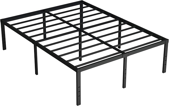 20 Inch Queen Bed Frame No Box Spring Needed, Heavy Duty Metal Queen Platform Bed Frame Support Up to 3000 lbs, Easy Assembly, Noise Free, Black